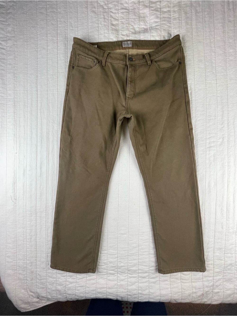 Weatherproof Men's Canvas Jeans Fully Fleece Lined Tan 38W 30L
